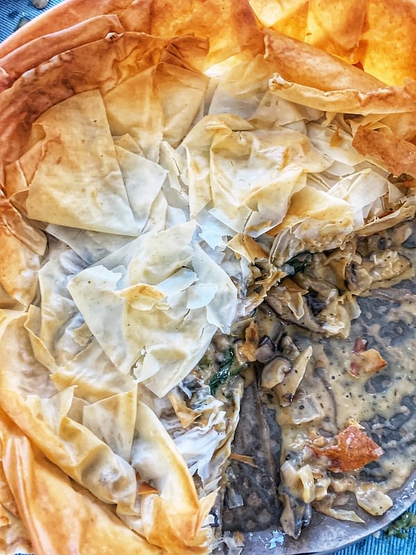 Crispy Creamed Mushroom Phyllo Pie