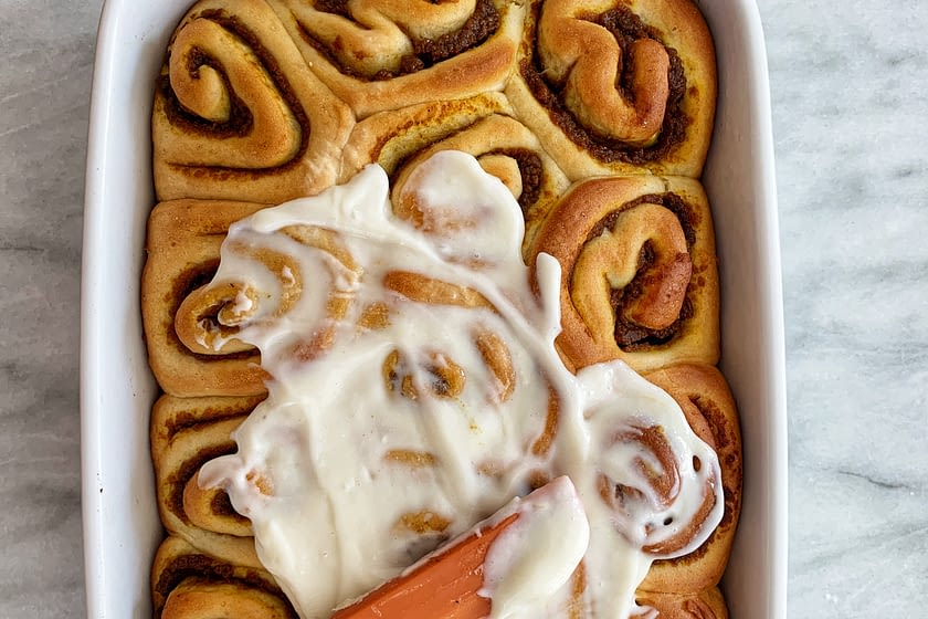 Pumpkin spice rolls with icing